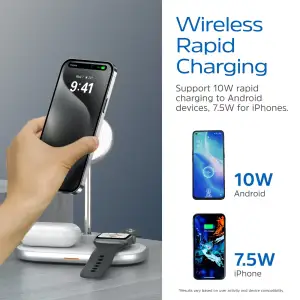 Зарядний пристрій Wireless 15W 3-in-1 Fast Charger white Energizer (WCP303) UA