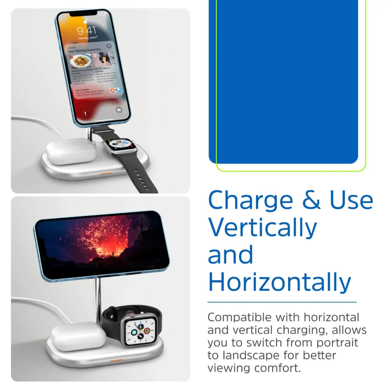 Зарядний пристрій Wireless 15W 3-in-1 Fast Charger white Energizer (WCP303) UA