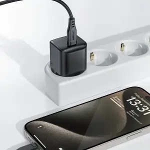 Зарядний пристрій 1xUSB-C 30W Gan A77 mini Fast Charger Black Acefast (6974316282662) UA