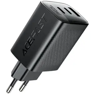 Зарядний пристрій 3xUSB 67W (2xUSB-C+USB-A) Gan A108 Fast Charger Black Acefast (6974316284048) UA