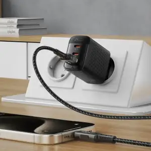 Зарядний пристрій 3xUSB 67W (2xUSB-C+USB-A) Gan A108 Fast Charger Black Acefast (6974316284048) UA