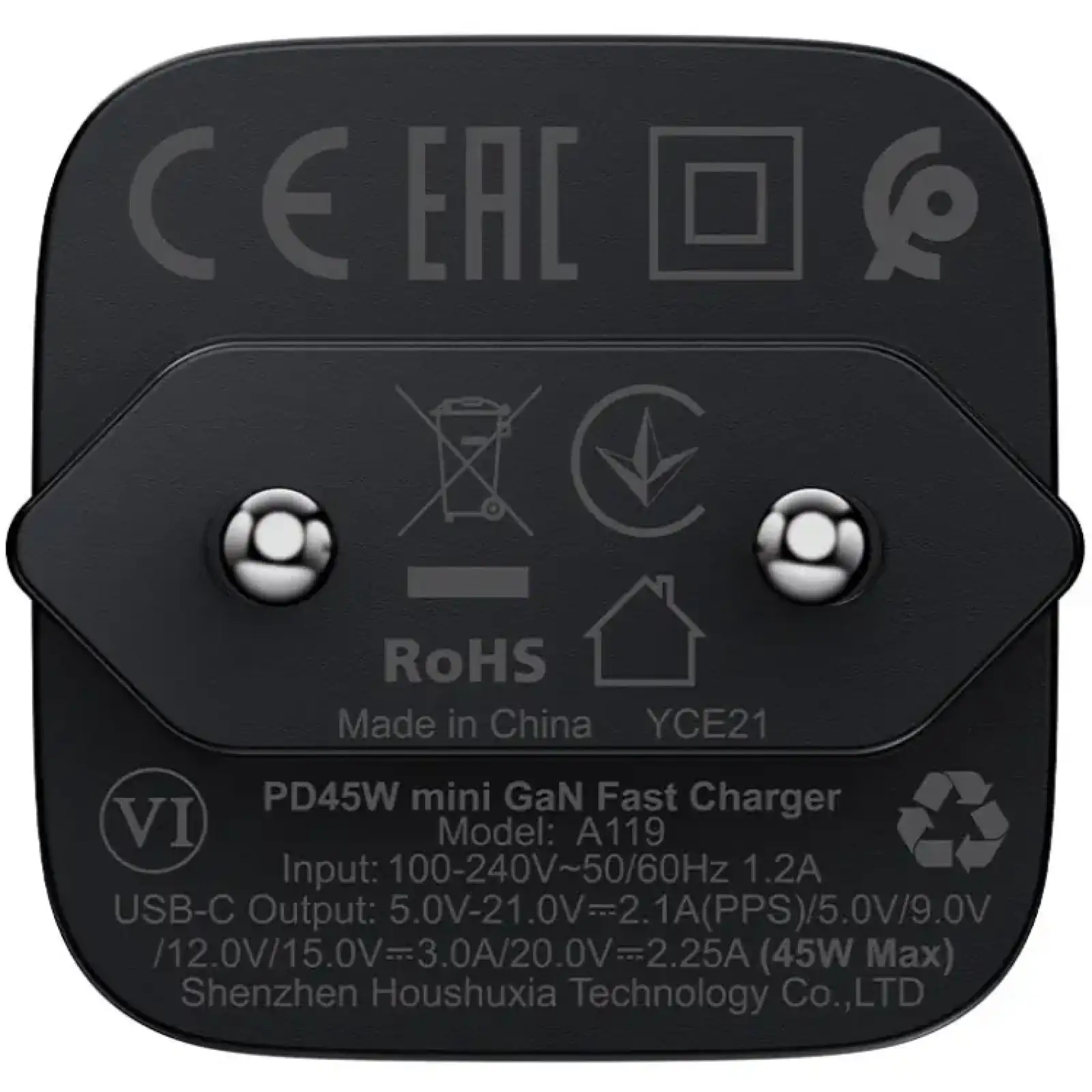 Зарядний пристрій 1xUSB-C 45W Gan A119 Fast Charger black Acefast (6974316285007) UA