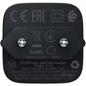 Зарядний пристрій 1xUSB-C 45W Gan A119 Fast Charger black Acefast (6974316285007) UA