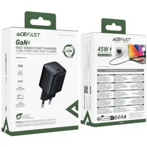 Зарядний пристрій 1xUSB-C 45W Gan A119 Fast Charger black Acefast (6974316285007) UA