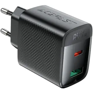 Зарядний пристрій 2xUSB 45W (USB-C+USB-A) Gan A106 Black Acefast (6974316284031) UA