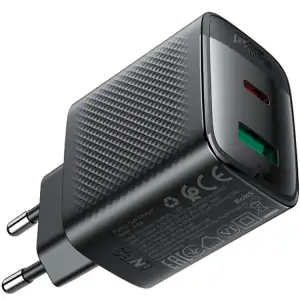 Зарядний пристрій 2xUSB 45W (USB-C+USB-A) Gan A106 Black Acefast (6974316284031) UA