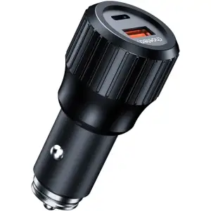 Автозарядка 2xUSB 63W (USB-C+USB-A) PD45W+QC3.018W чорна Choetech (TC0010-BK) UA