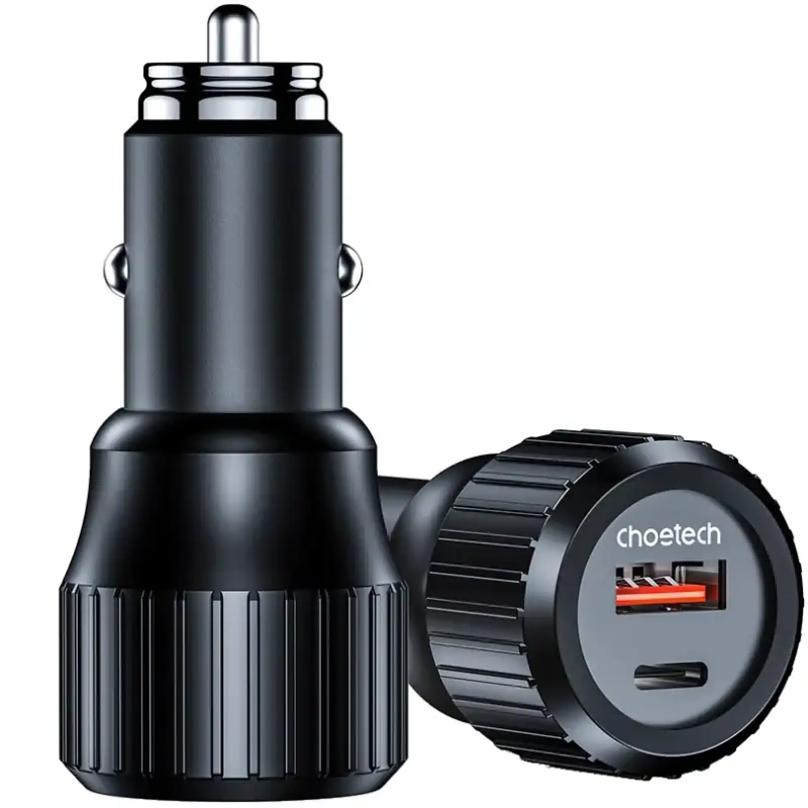 Автозарядка 2xUSB 63W (USB-C+USB-A) PD45W+QC3.018W чорна Choetech (TC0010-BK) UA