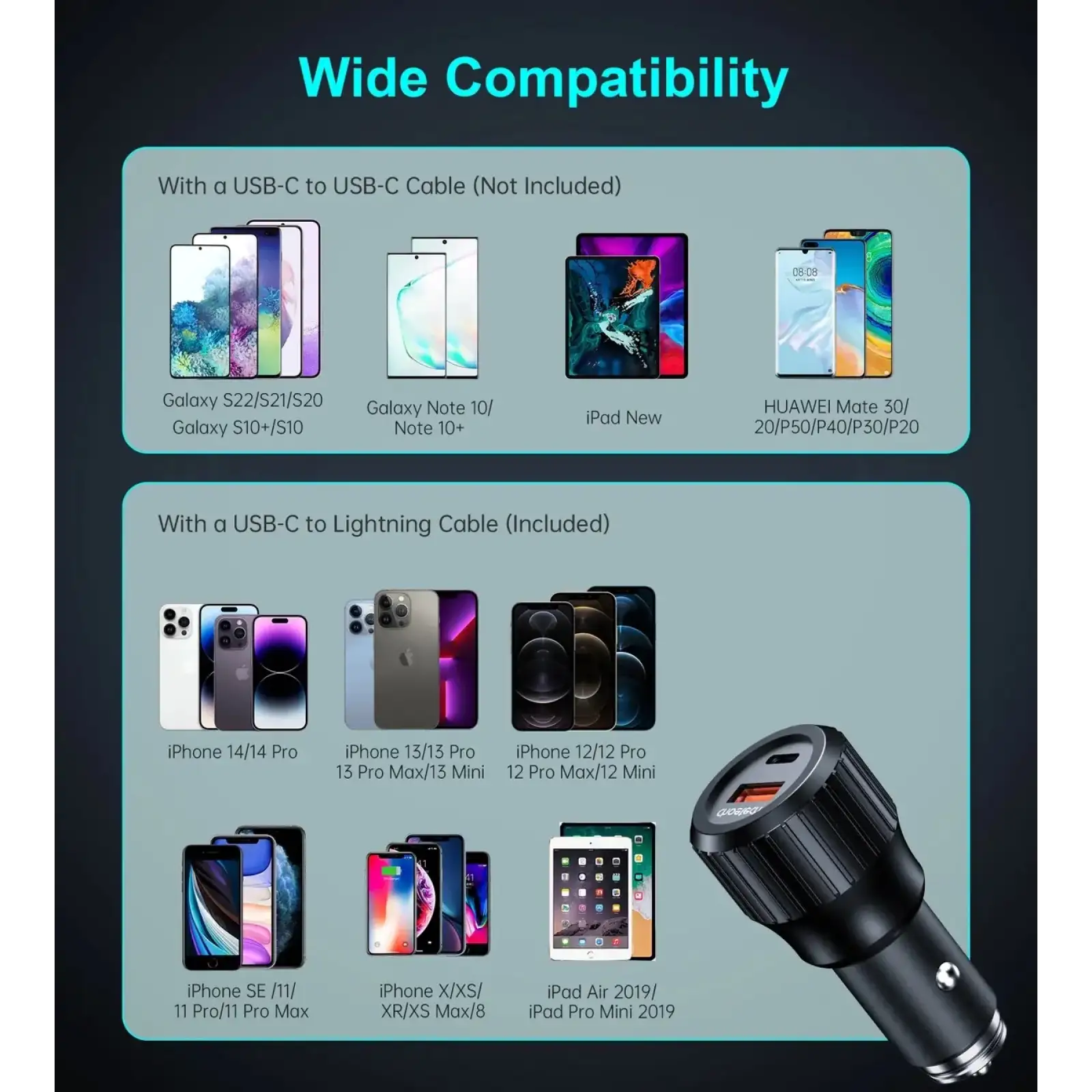 Автозарядка 2xUSB 63W (USB-C+USB-A) PD45W+QC3.018W чорна Choetech (TC0010-BK) UA