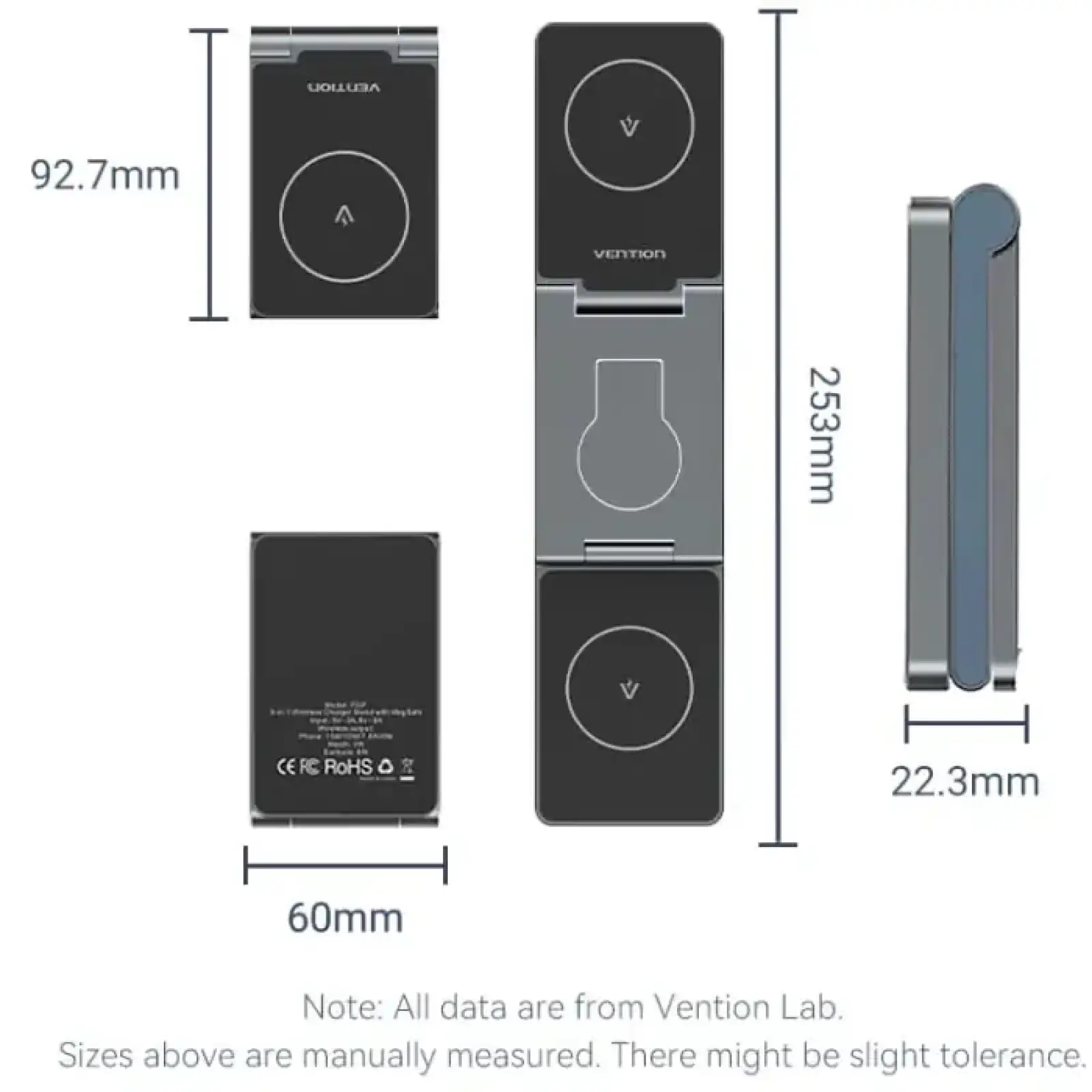 Зарядний пристрій Wireless 15W 3-in-1 Fast Charger Gray Vention (FGFH0) UA