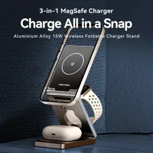 Зарядний пристрій Wireless 15W 3-in-1 Fast Charger Gray Vention (FGFH0) UA