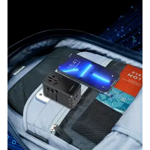 Зарядний пристрій 4xUSB 100W PD (2хUSB-C+2хUSB-A) TRAVEL Universal сharger diamond чорний Choe (PD6028-BK) UA
