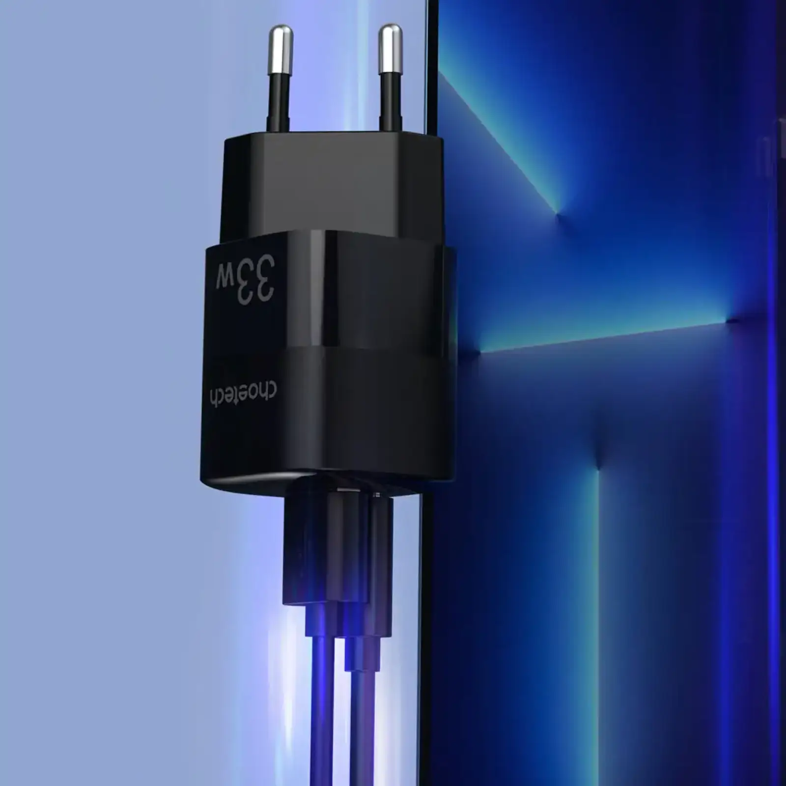 Зарядний пристрій 2xUSB 33W (USB-C+USB-A ) PD QC3.0 PD5006 чорний Choetech (PD5006-EU-BK) UA