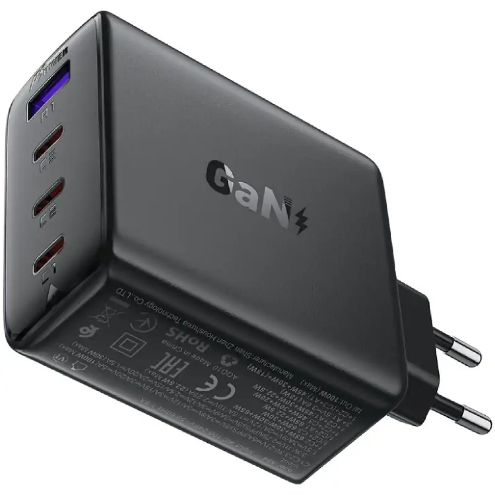 Зарядний пристрій 4xUSB 100W (3xUSB-C+USB-A) Gan A94 Fast Charger Black Acefast (6974316283133) UA
