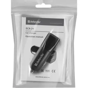 Автозарядка 2xUSB 12W 2.1A ECA-24 чорна Defender (83824) UA