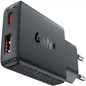 Зарядний пристрій 2xUSB 30W (USB-C+USB-A) Gan A69 ultra-thin Fast Charger Black Acefast (6974316282709) UA