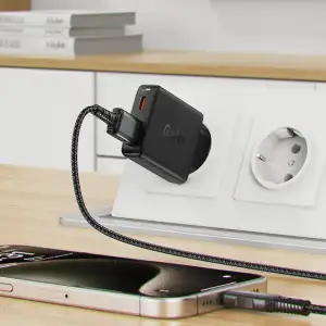 Зарядний пристрій 2xUSB 30W (USB-C+USB-A) Gan A69 ultra-thin Fast Charger Black Acefast (6974316282709) UA