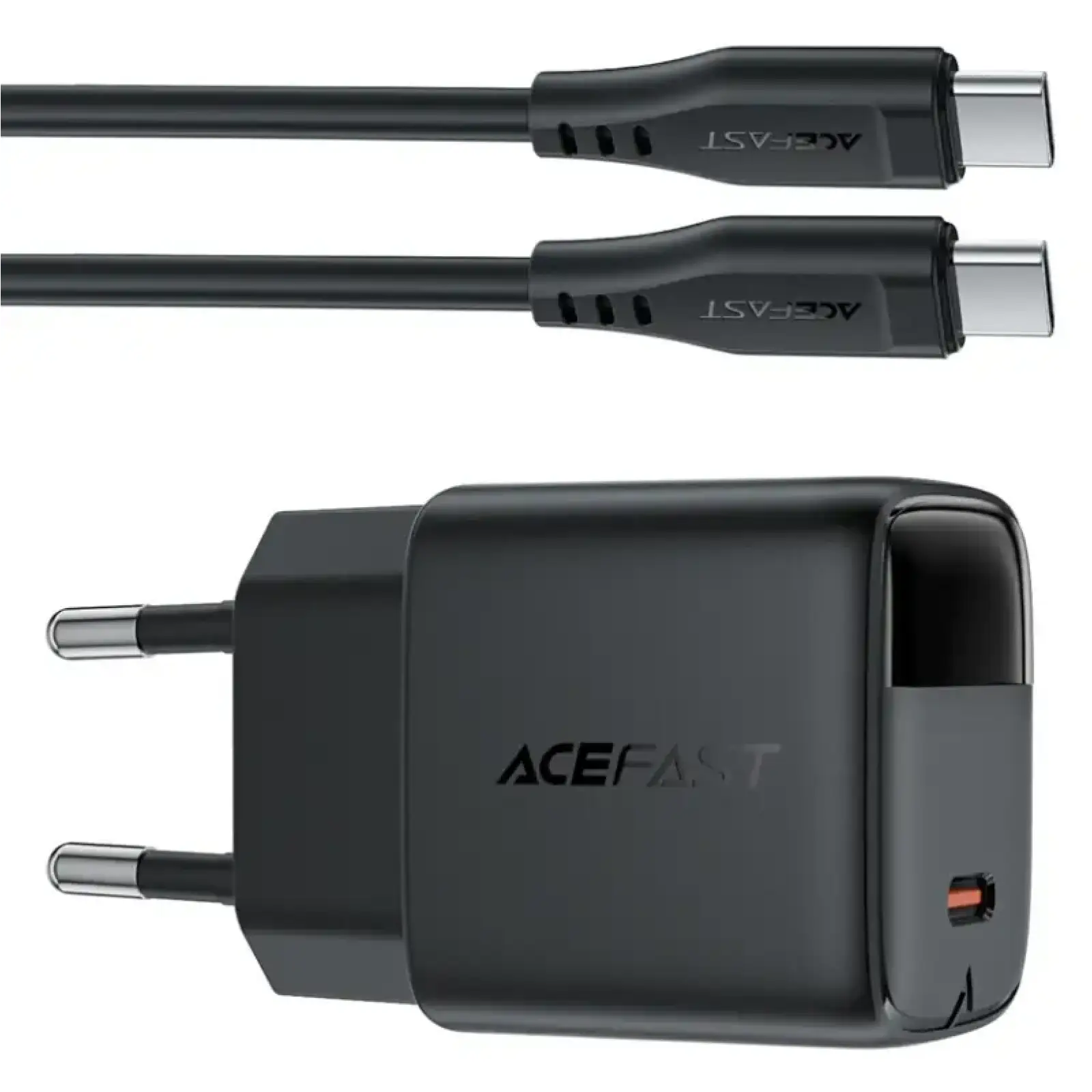 Зарядний пристрій 1xUSB-C 20W Gan A113 Fast Charger + USB-C cable with digital display black Acefast (6974316284420) UA