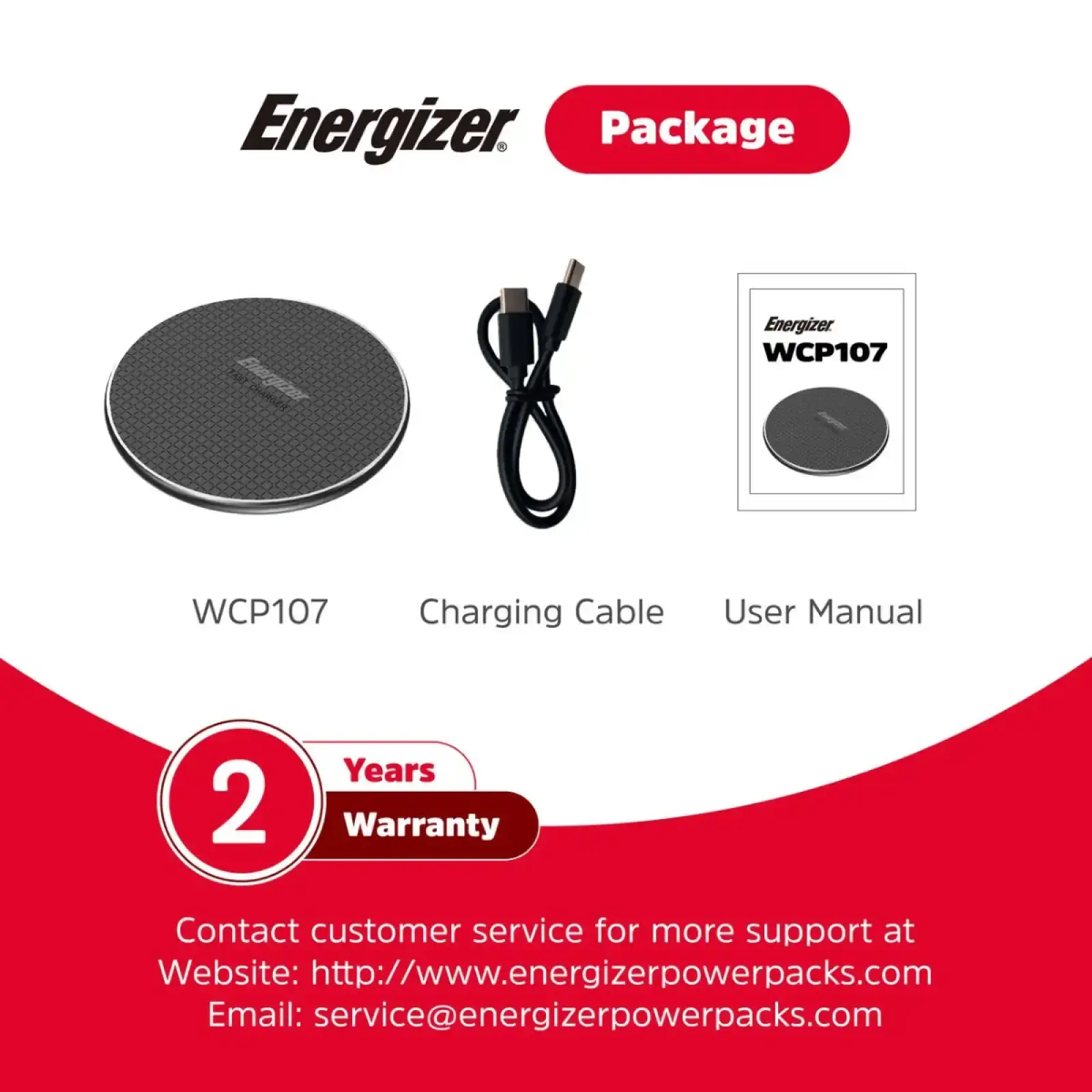 Зарядний пристрій Wireless 15W Energizer WCP107 чорний UA