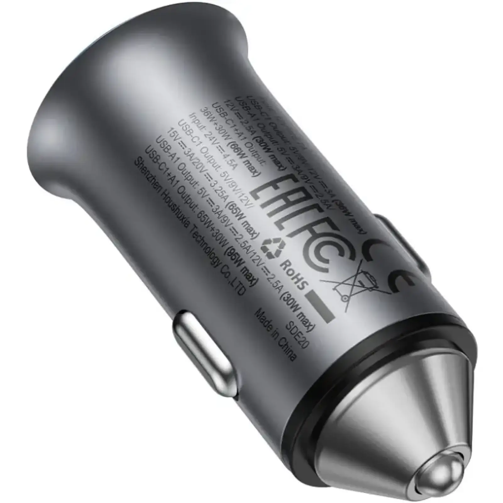 Автозарядка 2xUSB 95W (USB-C + USB-A) + cable USB-C B16 Acefast (6974316285304) UA