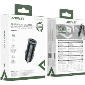 Автозарядка 2xUSB 95W (USB-C + USB-A) + cable USB-C B16 Acefast (6974316285304) UA