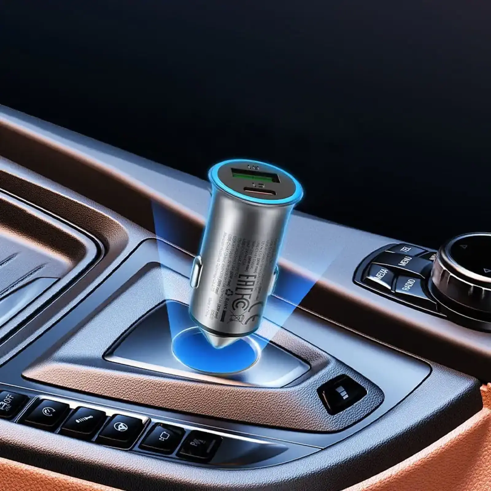 Автозарядка 2xUSB 95W (USB-C + USB-A) + cable USB-C B16 Acefast (6974316285304) UA