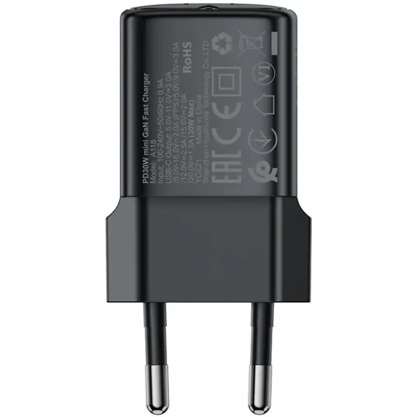 Зарядний пристрій 1xUSB-C 30W Gan A118 Fast Charger + USB-C cable black Acefast (6974316285175) UA