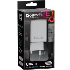 Зарядний пристрій 3xUSB 37W 3.1A білий UPA-31 Defender (83587) UA