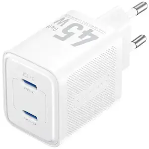 Зарядний пристрій 2xUSB-С 45W GaN білий Vention (FEFW0-EU) UA