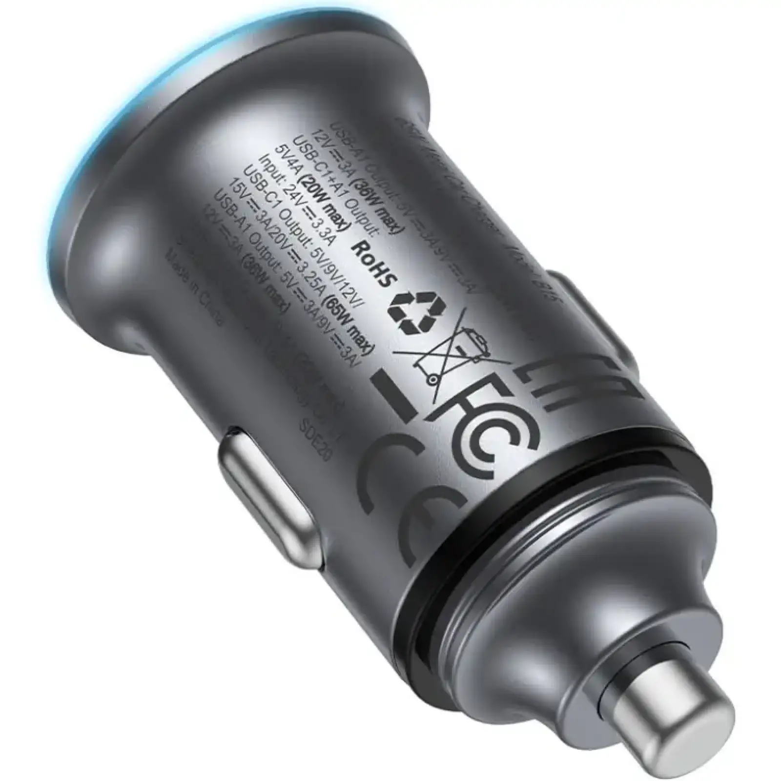 Автозарядка 2xUSB 65W (USB-C + USB-A) B15 Acefast (6974316284963) UA