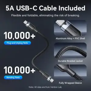 МЗП Vention 4xUSB 100W GaN (3хUSB-C+USB-A) + USB-C cable М-М Black (TZ-FETH0-EU) UA