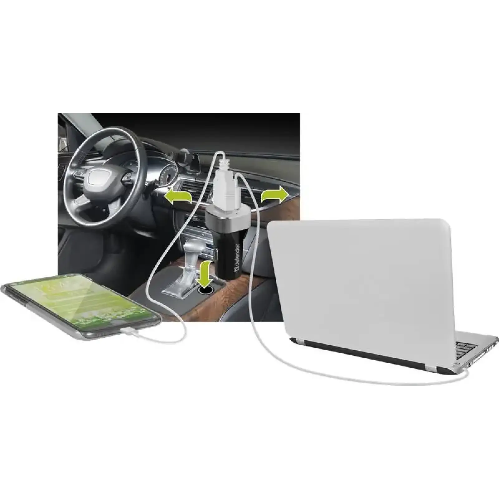 Автозарядка 2xUSB 27W (USB-C + USB-A) UCG-01 5V/5.4A Defender (83569) UA