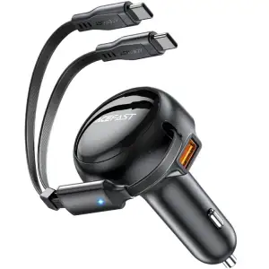 Автозарядка 3xUSB 53W (2xUSB-C+USB-A) + cable USB-C 2in1 B13 Acefast (6974316282921) UA