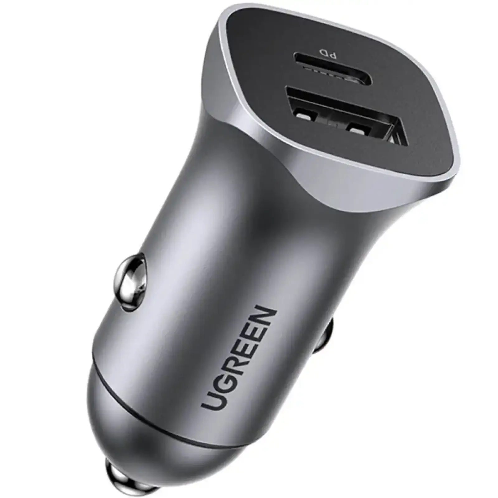 Автозарядка 2xUSB 30W (USB-A + USB-C) QC 4.0 Сіра (EC305) UGREEN (25845) UA