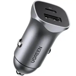 Автозарядка 2xUSB 30W (USB-A + USB-C) QC 4.0 Сіра (EC305) UGREEN (25845) UA