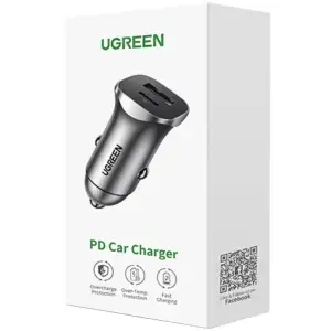 Автозарядка 2xUSB 30W (USB-A + USB-C) QC 4.0 Сіра (EC305) UGREEN (25845) UA