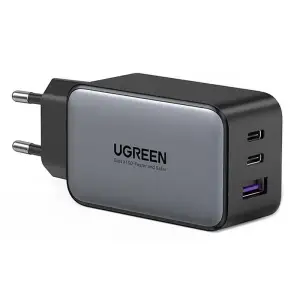 Зарядний пристрій 3xUSB 65W (2хUSB-C+USB-A) Gan CD244 Сірий Ugreen (10335) UA