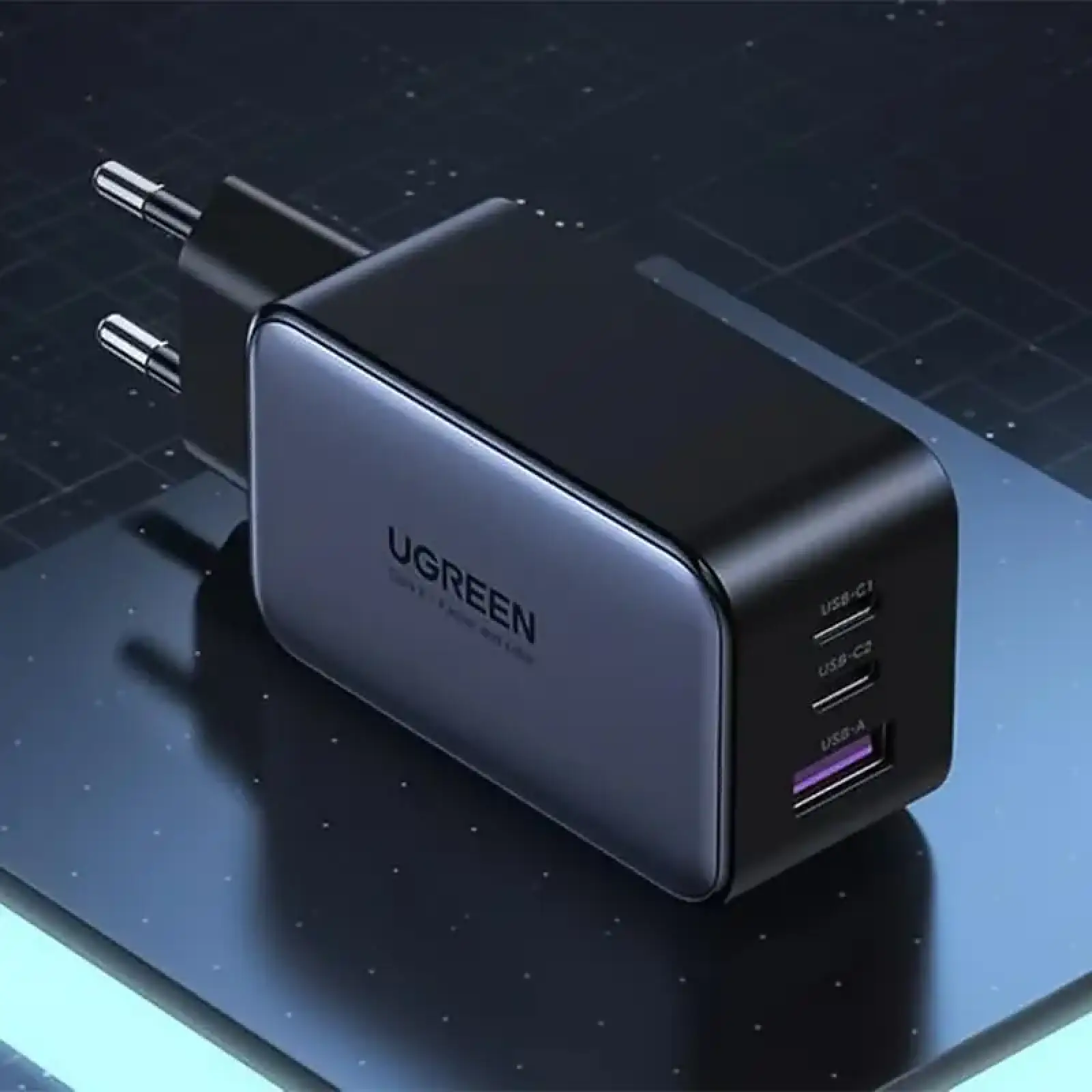 Зарядний пристрій 3xUSB 65W (2хUSB-C+USB-A) Gan CD244 Сірий Ugreen (10335) UA