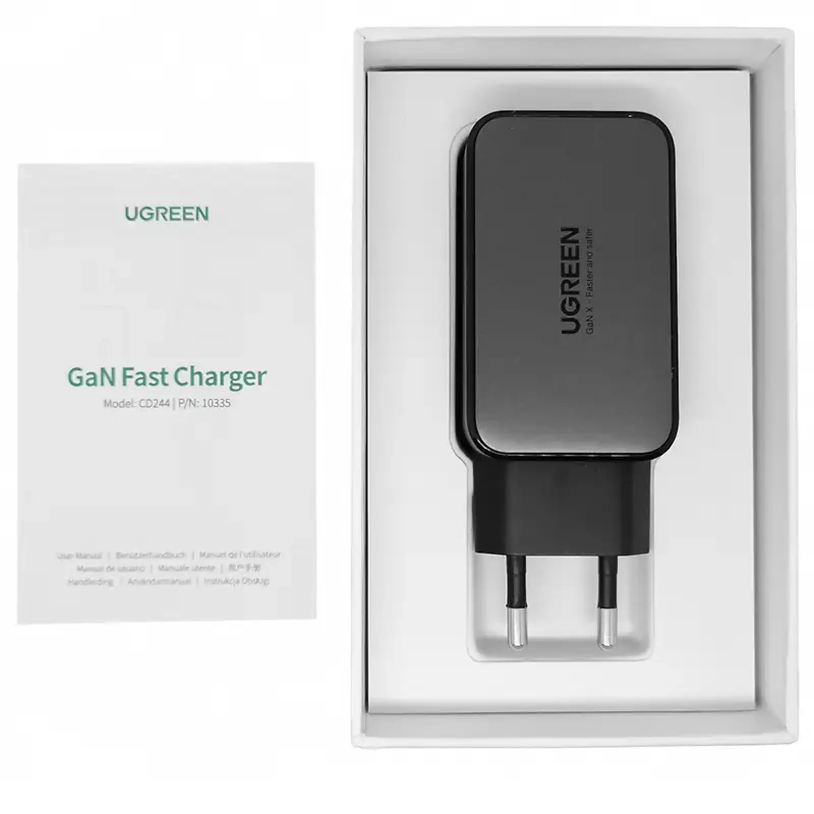 Зарядний пристрій 3xUSB 65W (2хUSB-C+USB-A) Gan CD244 Сірий Ugreen (10335) UA