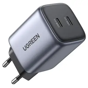 Зарядний пристрій 2xUSB 45W (2xUSB-C) Gan PD 25W+20W, CD294 Ugreen Сірий (90573) UA