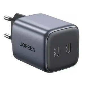 Зарядний пристрій 2xUSB 45W (2xUSB-C) Gan PD 25W+20W, CD294 Ugreen Сірий (90573) UA