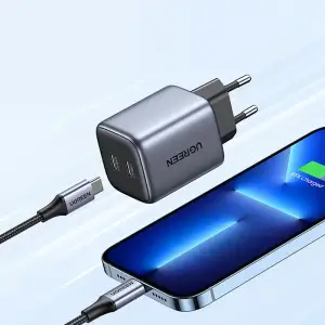 Зарядний пристрій 2xUSB 45W (2xUSB-C) Gan PD 25W+20W, CD294 Ugreen Сірий (90573) UA