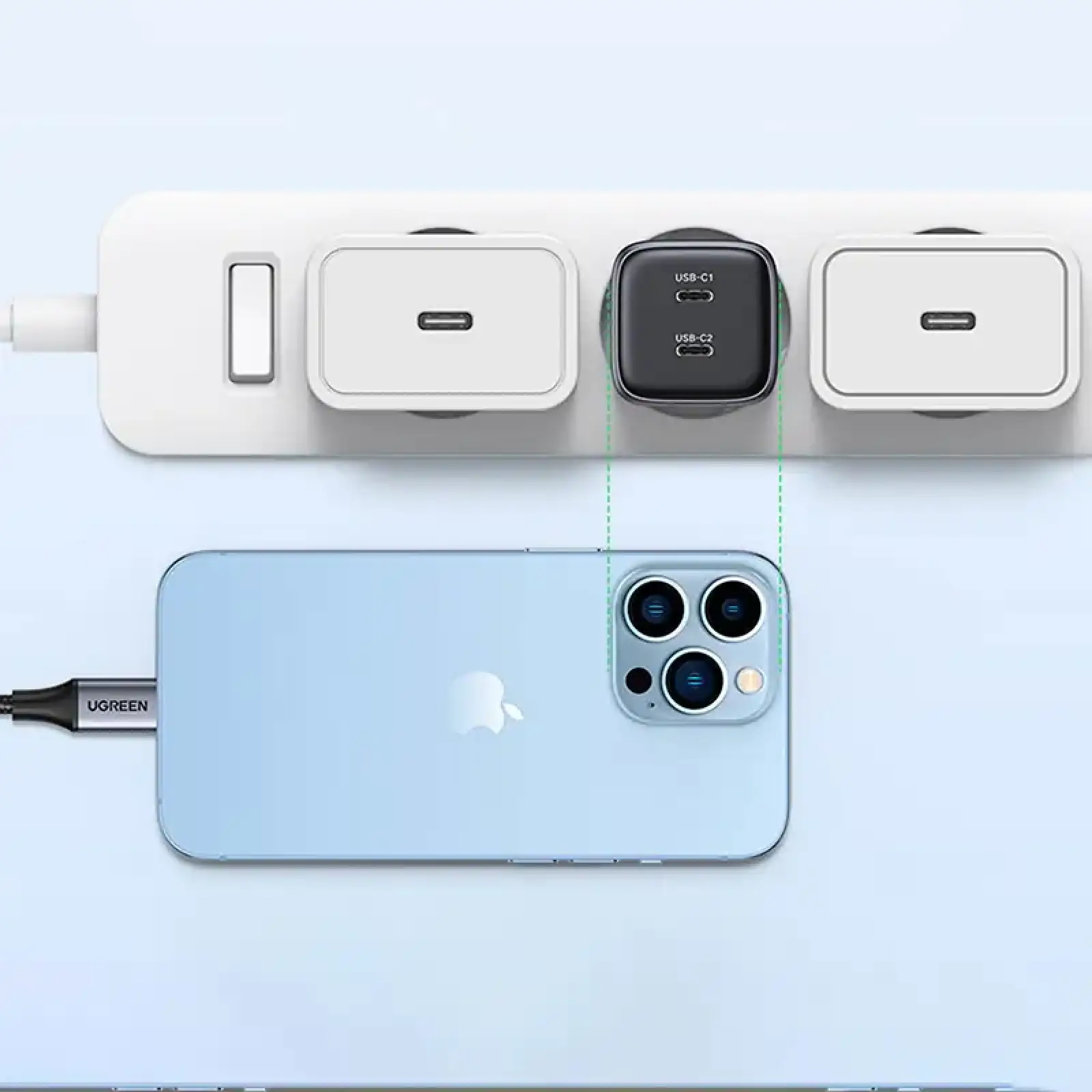 Зарядний пристрій 2xUSB 45W (2xUSB-C) Gan PD 25W+20W, CD294 Ugreen Сірий (90573) UA
