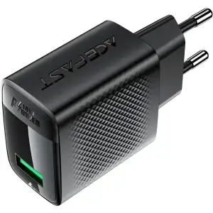 Зарядний пристрій 1xUSB-A 18W + Type-C cable A90 Fast Charger Black Acefast (6974316280064) UA
