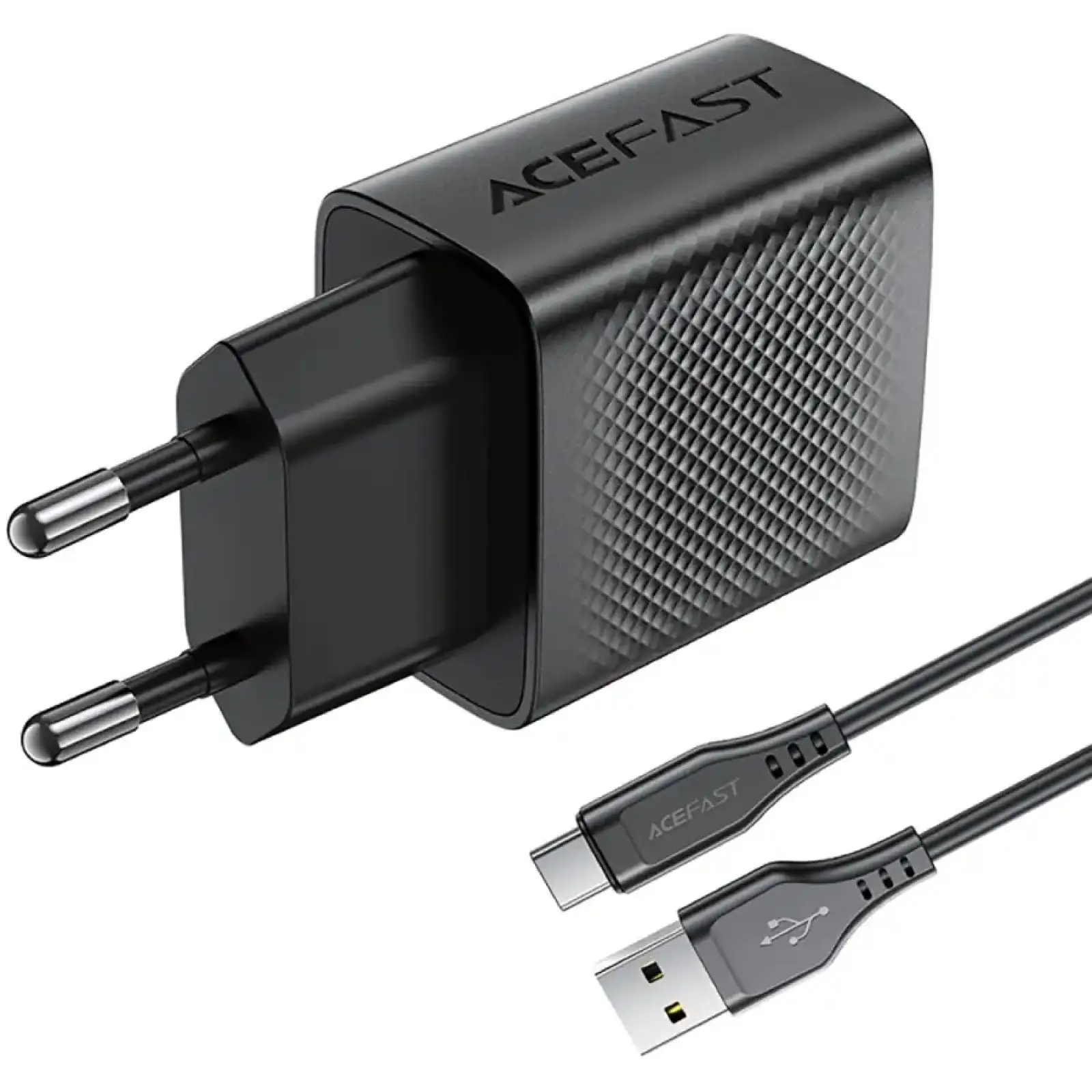 Зарядний пристрій 1xUSB-A 18W + Type-C cable A90 Fast Charger Black Acefast (6974316280064) UA