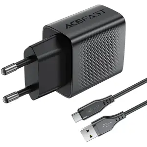 Зарядний пристрій 1xUSB-A 18W + Type-C cable A90 Fast Charger Black Acefast (6974316280064) UA
