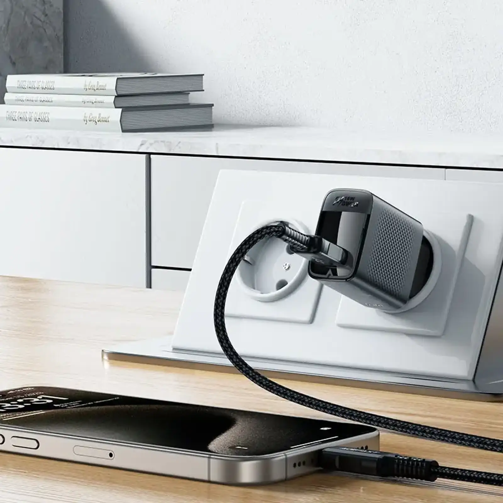 Зарядний пристрій 1xUSB-A 18W + Type-C cable A90 Fast Charger Black Acefast (6974316280064) UA