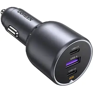 Автозарядка 3xUSB 130W (2xUSB-C+USB-A) QC 3.0 Чорна (EC705) UGREEN (35025) UA