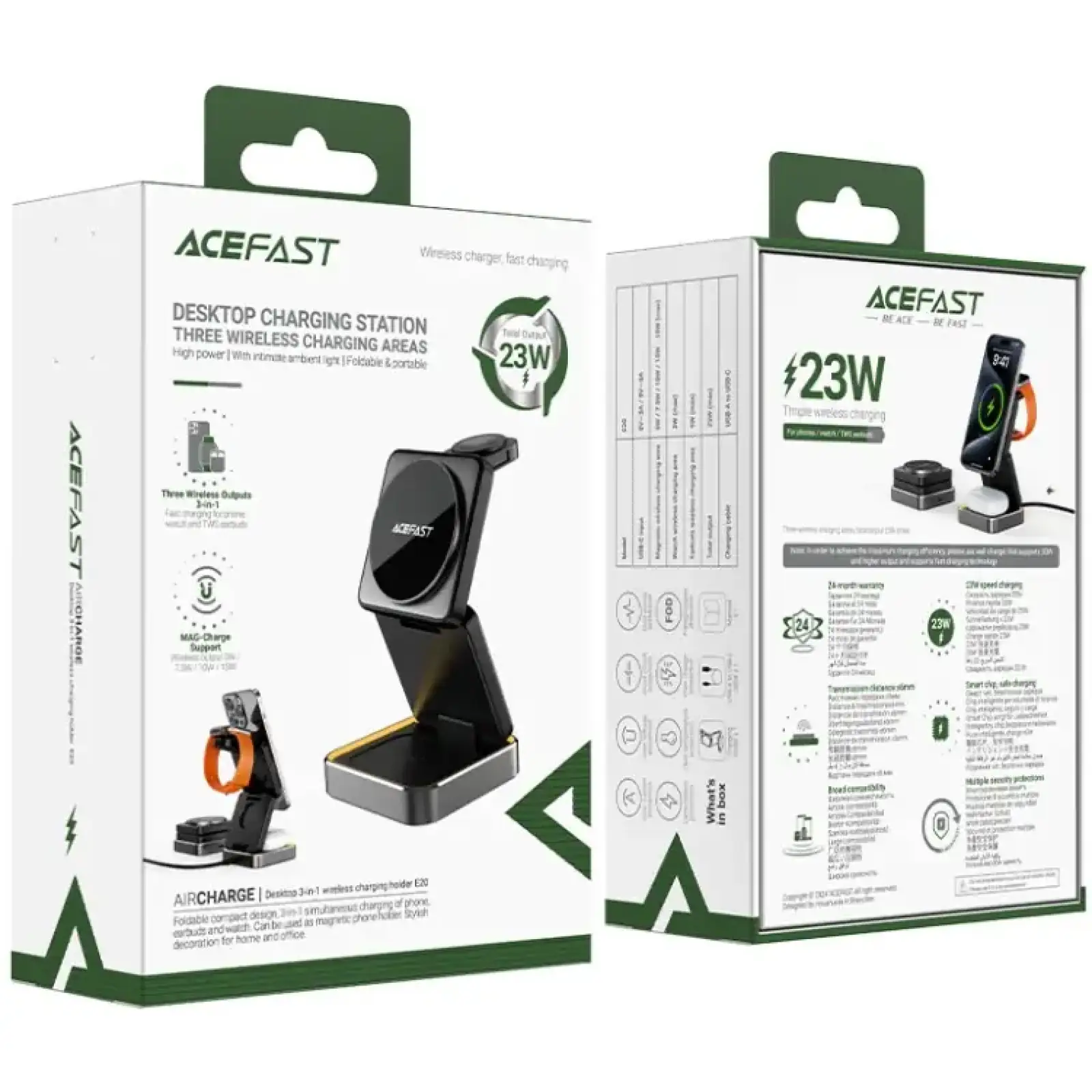 Зарядний пристрій Wireless QI 3in1 15W E20 Acefast (6974316283478) UA