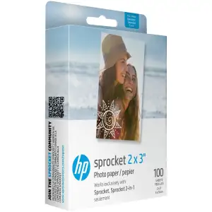 Фотопапір HP Sprocket Zink 2"x3" Глянцевий, самоклеючий, 100 листів (HPIZ2X3100) UA